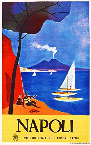 ABLERTRADE Metallschild 20,3 x 30,5 cm Napoli Mt. Vesuvio Italien Vintage Art Reise Werbung Bild Druck Metall Poster Wanddekoration Schild von ABLERTRADE