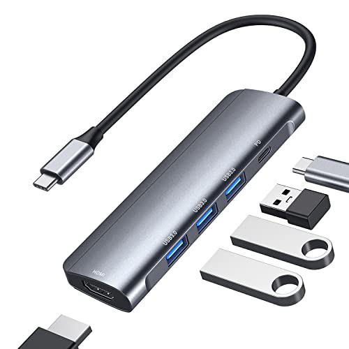 ABLEWE USB C Hub HDMI 4K 5 in 1 Adapter, USB C HDMI Hub Aluminium mit 3 USB 3.0,HDMI,Power Delivery für MacBook Pro 2017/2018,MacBook 12-Zoll mehr Type-C Geräte ABLEWE USB C Hub HDMI 4K 5 in 1 Adapter, USB C HDMI Hub Aluminium mit 3 USB 3.0,HDMI,Power Delivery für MacBook Pro 2017/2018,MacBook 12-Zoll mehr Type-C Geräte von ABLEWE