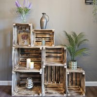 7-Er Set Vintage Holzkisten Geflammt - 50x40x30 & 40x30x25 cm Weinkisten Und Obstkisten, Dekokisten Regale, Holzboxen 7-Er Set Vintage Holzkisten Geflammt - 50x40x30 & 40x30x25 cm Weinkisten Und Obstkisten, Dekokisten Regale, Holzboxen von ABLHOLZZENTRALE