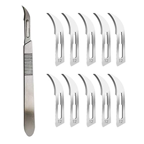 Skalpellklingen Nr. 12 mit Skalpellgriff Nr. 3 - Steriler Rasierer mit einer Klinge für Dermaplaning, Dissektion, Podologie, professionelle Pflege, Akneentfernung, Reparatur von Mobiltelefonen Skalpellklingen Nr. 12 mit Skalpellgriff Nr. 3 - Steriler Rasierer mit einer Klinge für Dermaplaning, Dissektion, Podologie, professionelle Pflege, Akneentfernung, Reparatur von Mobiltelefonen von ABMRO