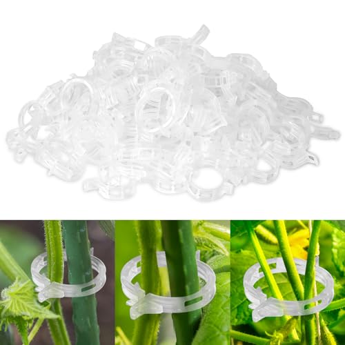 ABOHU Pflanzenclips für kletterpflanzen, 100 Stück Pflanzenklammern Tomatenclips, Kunststoff Tomatenklammern Verbinden Pfeffer Gurke rankhilfe, stützklammern für Gemüse Pflanzen Befestigung - Weiß von ABOHU