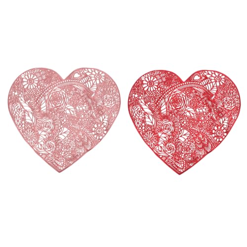 ABOOFAN 1 Satz Rosa Tischset Serviettenringe Aus Perlen Ort Liner Herz Küchenmatte Tischläufer Valentinsgrüße Teppich Serviettenringe Aus Eukalyptus Untersetzer Streamer PVC 2 Stücke von ABOOFAN