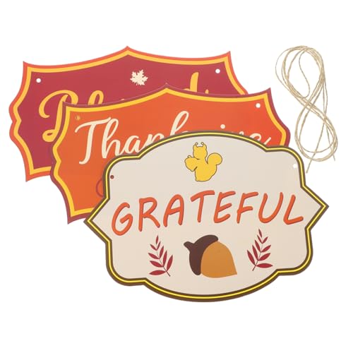 ABOOFAN 1 Satz Thanksgiving-Liste Zeichen Fallen Dekorationen Hängend Jahreszeit Türschild Zum Erntedankfest Saisonal Eingeben Thanksgiving-türschild Dekorativ Retro Papier von ABOOFAN