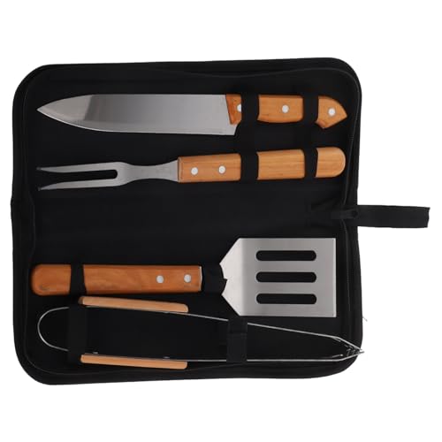 ABOOFAN 1 Satz Tragbares BBQ Set mit Tragetasche Holzgriff Fleischgabel Wender Zange für Grillen Camping und ABOOFAN 1 Satz Tragbares BBQ Set mit Tragetasche Holzgriff Fleischgabel Wender Zange für Grillen Camping und von ABOOFAN