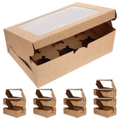 ABOOFAN 10 Stück Bäckerei Boxen aus Papier Cupcake Boxen mit Fenster 6- Muffin Behälter für Gebäckverpackung Praktische Kuchenverpackungsbox für Feiern Leicht zu Verwendende ABOOFAN 10 Stück Bäckerei Boxen aus Papier Cupcake Boxen mit Fenster 6- Muffin Behälter für Gebäckverpackung Praktische Kuchenverpackungsbox für Feiern Leicht zu Verwendende von ABOOFAN