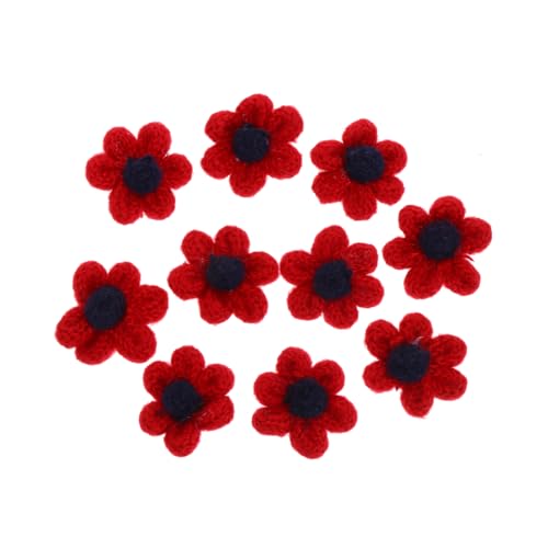 ABOOFAN 10 Stück Teiliges Wollblumen Handgemachte Applikationen für DIY Haarschmuck Bastelprojekte Haarnadeln Dekoration Zubehör in Weinrot von ABOOFAN