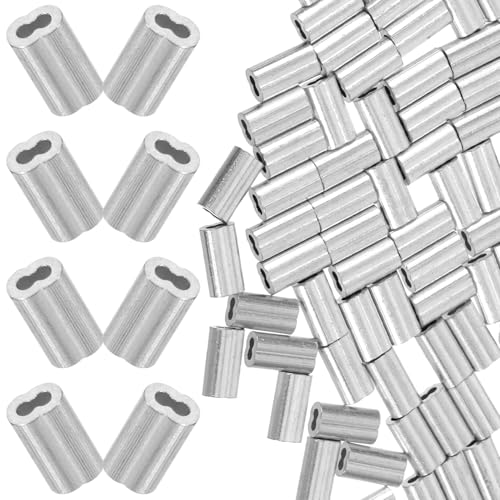 ABOOFAN 100 Stück Aluminium Crimp Hülse Fach Doppel Loch Drahtseil Klemme Leicht und Robust für Bau und Industrieanwendungen von ABOOFAN