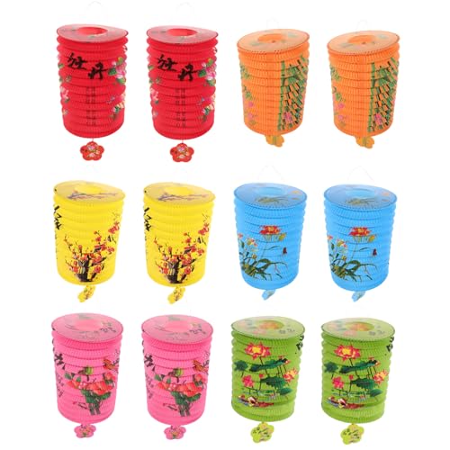 ABOOFAN 12 Stück Laternen Frühlingsfest Dekor Hängende Papierlaternen Papierblumenlaternen Traditionelle Laternenverzierung Chinesisches Neujahr Hängende Laternen Dekorative von ABOOFAN
