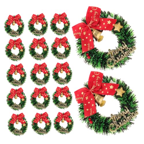 ABOOFAN 16 Stück Teiliges Mini mit Schleife Glocke Künstliche Grüne Girlande Vielseitige Weihnachtsdekoration für Baum Geschenkschachteln und Bastelprojekte von ABOOFAN
