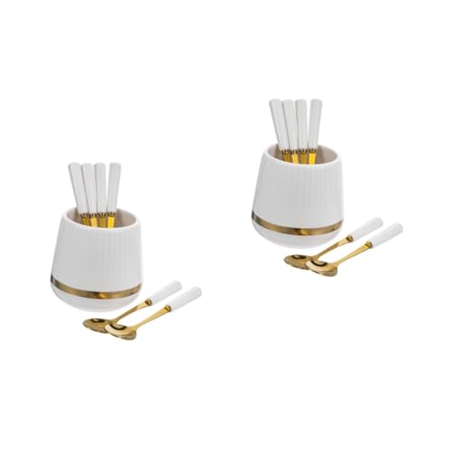 ABOOFAN 2 Sätze Gabel Löffel Aufbewahrungsglas Servierlöffel Obstlöffel Glas Kleine Fruchtlöffel Halter Für Obstpflücker Besteckhalter Für Party Servierbesteckhalter Rostfreier Stahl von ABOOFAN