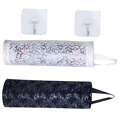 ABOOFAN 2 Sätze Wandmontierter Plastiktütenhalter Set mit Blumenmuster Hängend für Müllsäcke und Einkaufstüten Haken Platzsparend und Einfach zu von ABOOFAN