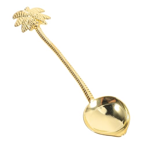 ABOOFAN 2 Stck Kreativer Kleiner Kaffeelöffel aus Goldfarben Retro Tropische Kokosnussbaum Form Poliert Rutschfester Griff für Kaffee Dessert und Tee von ABOOFAN