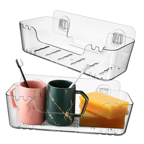 ABOOFAN 2 Stück Badezimmerregal transparenter Halter Badezimmer-Wandregal-Organizer für Badezimmerwandmontage Toilettenregal klares Duschstange Badezimmer Regalständer Plastik ABOOFAN 2 Stück Badezimmerregal transparenter Halter Badezimmer-Wandregal-Organizer für Badezimmerwandmontage Toilettenregal klares Duschstange Badezimmer Regalständer Plastik von ABOOFAN