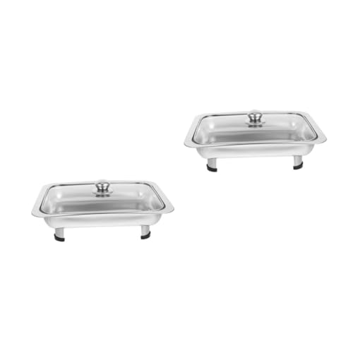 ABOOFAN 2 Stück Buffet Servierplatte Rechteckig mit Transparentem Glasdeckel Leichtes Langlebiges Tablett für Buffet und Catering Sichere Glatte Kanten für Partys und Gastronomie von ABOOFAN