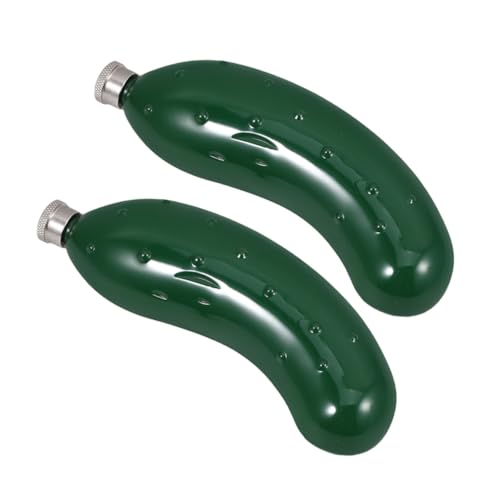 ABOOFAN 2 Stück Edelstahl Gurkenform Leckfrei Tragbar Reiseflasche Outdoor Camping Hip Flask von ABOOFAN
