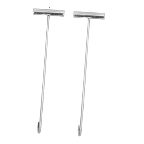 ABOOFAN 2 Stück Förmige Robuste Schachtdeckelheber mit Ergonomischem Griff Abfluss Haken Werkzeug für Schwere Hebearbeiten an Kanalschächten Rolltoren und Abflussabdeckungen Silberfarben von ABOOFAN
