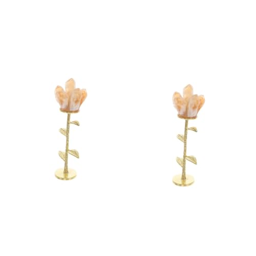 ABOOFAN 2 Stück Gelbe Kristallornamente Dekorative Blumen Esstisch Kristallblumendekoration Blumenschmuck Blumenkristall Kristallschmuck Kristallblume Home Dekoration Kristalldekor Metall von ABOOFAN