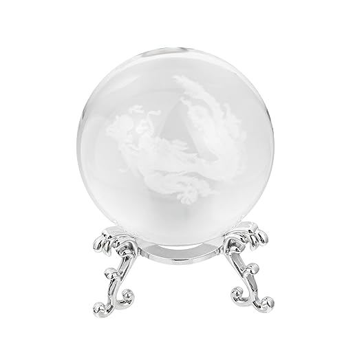 ABOOFAN 2 Stück Kristallkugel Deko mit Silbernem Ständer Drachenmuster Desktop Ornament für Home Office Stilvolle Wohnraumdekoration Geschenkidee für Geburtstag und Feiertage von ABOOFAN