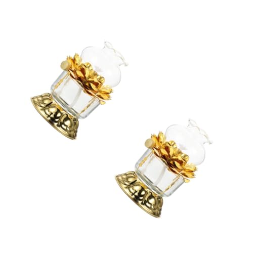ABOOFAN 2 Stück Lotus-Butter-Lampe Lichter Laterne Deckenleuchte Kerosinlampe schicke Lampe buddhistischer schmuck bürodeko Buddhismus Zubehör Lotuslicht aus Glas Segenslampe Legierung von ABOOFAN