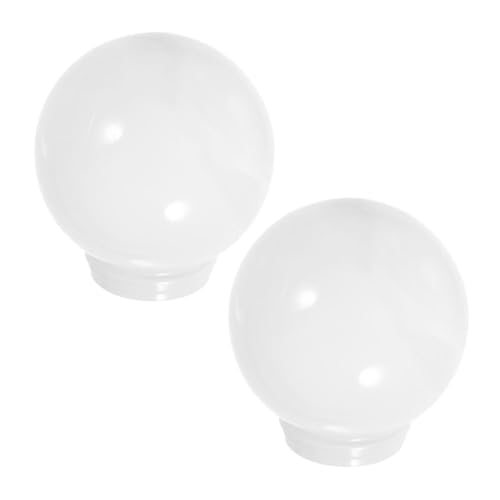 ABOOFAN 2 Stück Runde Lampenpfosten Kugel Lampenschirme aus Poliertem Acryl Milchig weiß Wetterfeste Ersatz abdeckung Ø mit Gewinde Einfache Installation für Außenbeleuchtung Wie Garten von ABOOFAN