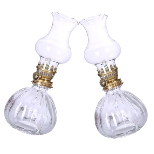 ABOOFAN 2 Stück Rustikale Glas Öllaternen im Vintage Stil Große Brennkammer Petroleumlampe Wind und Sonnensicher als Innen Notlicht und Dekorative Sturmlampe für Wohnzimmer und Balkon von ABOOFAN