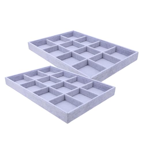 ABOOFAN 2 Stück Schmuck Organizer mit Fächern Kleines Ohrschmuck Tablett mit Weichem Lint Futter Tragbares Schmuck Aufbewahrungsbox für Ringe Halsketten Armbänder Stilvolle von ABOOFAN