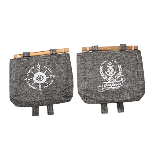 ABOOFAN 2 Stück Style Wand Aufbewahrungstaschen aus Baumwoll Leinen Robuste Formstabile Hängeorganizer mit Holzstab Platzsparend für Zimmer Bad Tür und Schrank Design von ABOOFAN