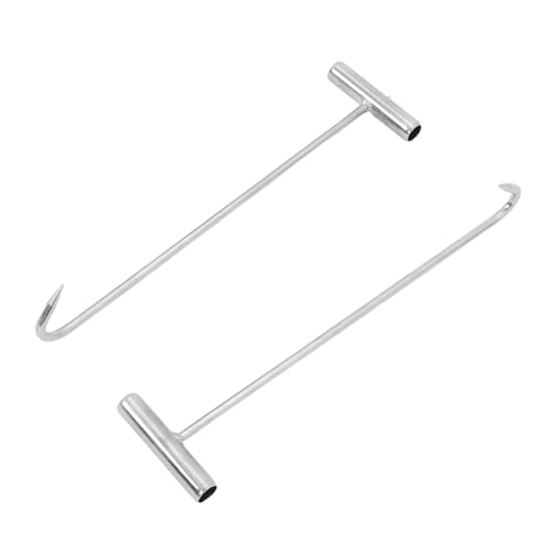 ABOOFAN 2 Stück Teiliges T-griff Manhole Cover Lifter Robuster für Abflussdeckel Rolltore Trampolinfedern Vielseitiges Werkzeug zum Sicheren Anheben und Bewegen Silberfarben von ABOOFAN