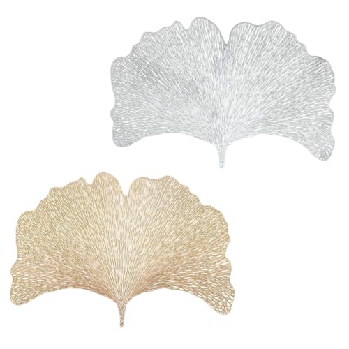 ABOOFAN 2 Stück Tischset Outdoor- Untersetzer Hochzeit Drinnen Für Ästhetisch Party Beige Tassenkissen Aus Ginkgoblättern Platzdeckchen Cup Coaster Haushaltsgeschirr Silver PVC von ABOOFAN