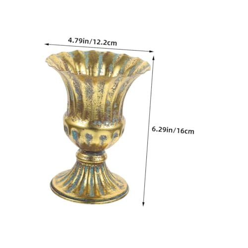 ABOOFAN 2 Stück Vintage Blumenvasen Metall Urnen Blumentöpfe mit Sockel Vielseitige Tischdekoration für Zuhause Garten Hochzeit und Hotel Rostfreie Pflegeleichte Blumenhalter von ABOOFAN