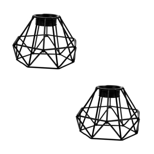 ABOOFAN 2 Stück Vintage Metall Lampenschirm Diamantform Retro Draht Design Dekorativer Lampen Abdeckung für Decken und Wandleuchten Eleganter Minimalistischer Schwarzes Metall von ABOOFAN