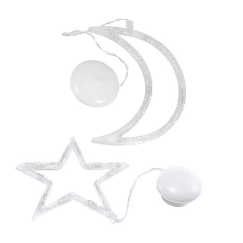 ABOOFAN 2 Stück Weihnachtliche Saugnapf Lampen Teiliges mit Stern und Mond Dekorative Fensterbeleuchtung ohne Bohren Langlebige Leichte Atmosphäre für Party und Festtagsdeko von ABOOFAN
