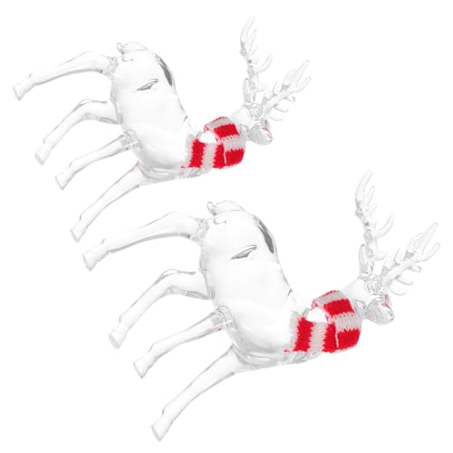 ABOOFAN 2 Stücke Transparente Rentier Figuren Stehende Statue Langlebige Kristall Elch Dekoration Festlicher Weihnachtsmittelpunkt für Baum Tisch Weihnachtsdeko von ABOOFAN