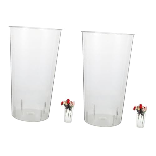 ABOOFAN 2 Transparente Acrylvasen Zarte Vasen Ornamente Künstliche Hängekörbe Pflanzenterrarium Große Bodenvase Durchsichtiger Eimer Tafelaufsatz Pfingstrosen Künstliche Blumen von ABOOFAN
