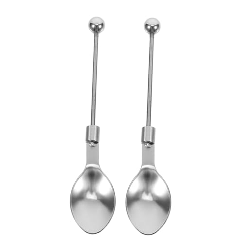 ABOOFAN 2Er Set Perlen Teelöffel Aufschlag Party Wurstlöffel Aufsehen Geschirr Farbe Löffel servieren Eisportionierer Zuckerlöffel Kaffee rühren Löffel 201 Edelstahl Silver von ABOOFAN