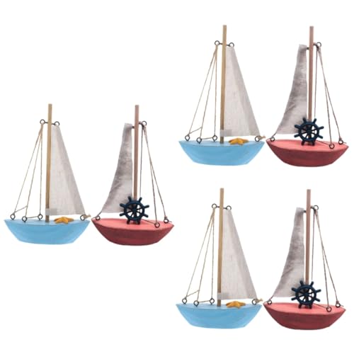 ABOOFAN 3 Sätze Mediterranes Beiboot Schlafzimmer Segelboot Küsten Nautikmodell Segelboot Modellschiff Cottage Küstendekor Küstenornamente Holz Segelboot 2 Stück * 3 von ABOOFAN