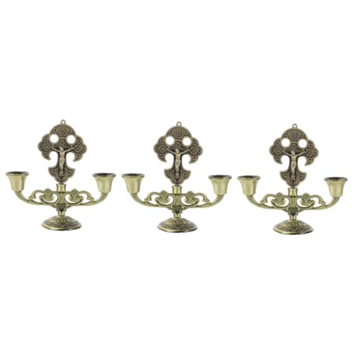 ABOOFAN 3 Stück Leuchter der christlichen Kirche Essen Retro Tisch Kernstück für den einzug kerzenständer Weihnachten Pub kreativer kerzenhalter Stumpenkerzenhalter Zinklegierung von ABOOFAN