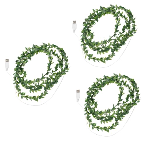 ABOOFAN 3 Stück -lichterkette Aus Rattan Grünes Blatt-design Für Weihnachtsdekoration Partybeleuchtung von ABOOFAN