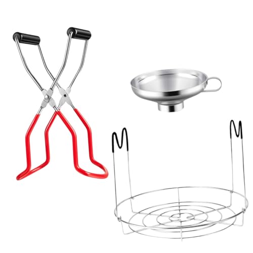 ABOOFAN 3 Stück Teiliges Edelstahl Einkochset mit Trichter Glasheber und Gestell Rostfrei Spülmaschinenfest Langlebig für Einmachgläser und Küchenaufbewahrung Zufällige Zufällige Farbe von ABOOFAN