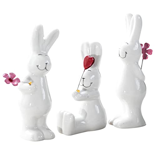 ABOOFAN 3 Stücke Porzellan Hase Weiß Kaninchen Figur Keramik Hase Weiss Hase Figuren Tierfigur Bunny Dekofigur Dekohase Tischdeko für Jahr des Kaninchens Deko Tischdeko von ABOOFAN
