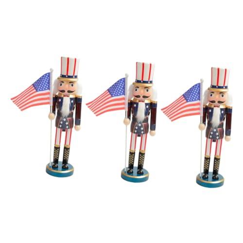 ABOOFAN 3st Amerikanischer Nussknacker Nussknacker-Figuren Im Amerikanischen Stil Nussknacker Mit Fahne Nussknacker Im Amerikanischen Stil Outdoor- Nussknacker- Holz von ABOOFAN