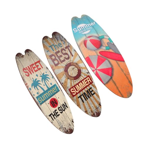 ABOOFAN 3st Surfbrett Holzschild Sommerplakette Wand Draussen Strand Surfbrett-plakette Plaketten Surfschild Im Freien Zeichen Planke Teppiche Für Draußen Ozeanteppich von ABOOFAN
