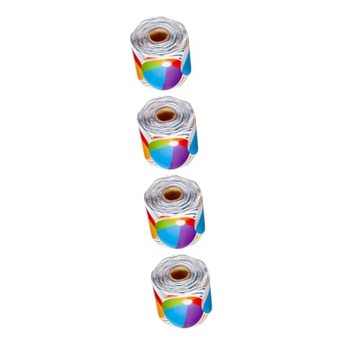 ABOOFAN 4 Rollen Strandball Randaufkleber Bälle Strandball Pinnwand Strandball Aufkleber Strand Poolball Party Dekorationen Aufblasbarer Strandball Beschichtete Papierlaminierung von ABOOFAN