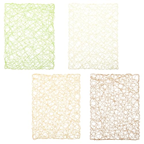 ABOOFAN 4 Stück Teiliges Handgewebtes Platzset aus Papierseil Hitzebeständig Dekorativ und rutschfest für Esszimmer Cafés und Veranstaltungen Beige Hellbraun und Grasgrün von ABOOFAN