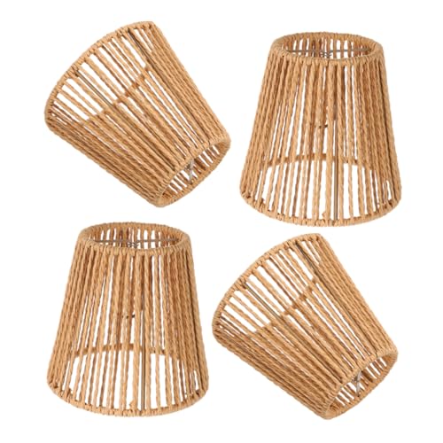 ABOOFAN 4 Stück Teiliges Lampenschirme aus Geflochtenem Papierseil Simuliertes Rattan Pendelleuchte für Tisch und Stehlampen Kompatibel Rustikales Design für Stilvolle Innenräume von ABOOFAN