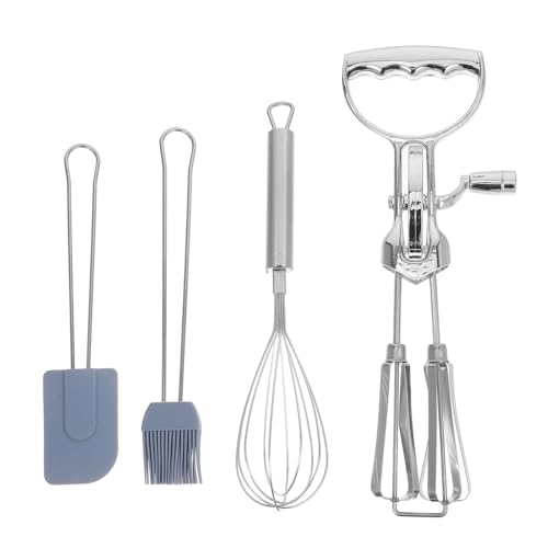 ABOOFAN 4 Stück Teiliges Manuelles Rotations-eierquirl-set mit Hitzebeständigem Silikonpinsel und Spatel Edelstahl Handmixer für Backen Teig Rühren und Küchenmixen von ABOOFAN