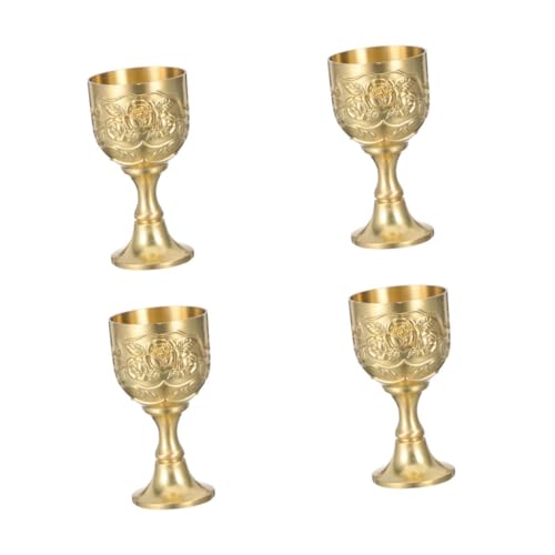 ABOOFAN 4 Stück Vintage Trinkbecher aus Metall mit kunstvoll geprägtem Bronze-Design Europäischer Trinkbecher mit langem Stiel für sakrale Rituale Kommunionfeiern Hochzeiten und stilvolle von ABOOFAN