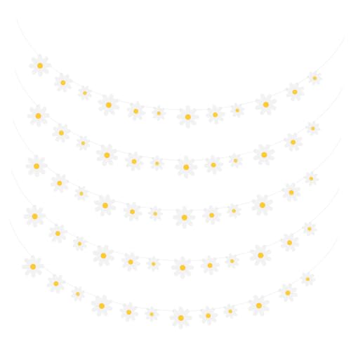 ABOOFAN 5 Stück Teiliges Daisy Banner Girlande mit Blumenmotiv Stabile Partydeko für Geburtstag Einfach Aufzuhängen Wiederverwendbar Geeignet für Innen und Außen für Familienfeier und von ABOOFAN