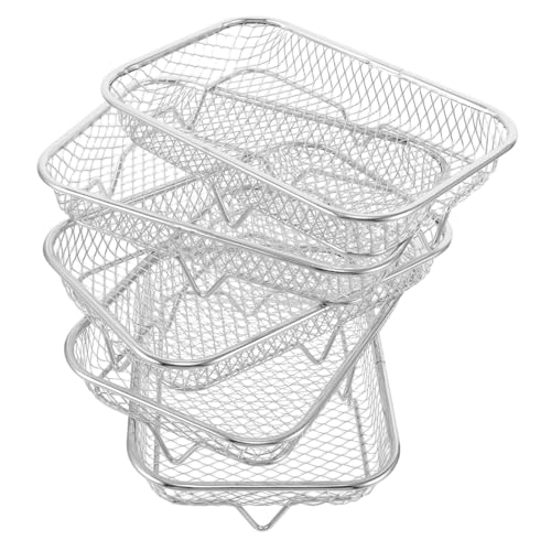 ABOOFAN 5 Stück Teiliges Edelstahl Air Fryer Back Kühlgestell Stapelbar mit Offenem für Gleichmäßige Hitzeverteilung Fettablauf Vielseitig für Backen Braten Kühlen und Servieren von ABOOFAN