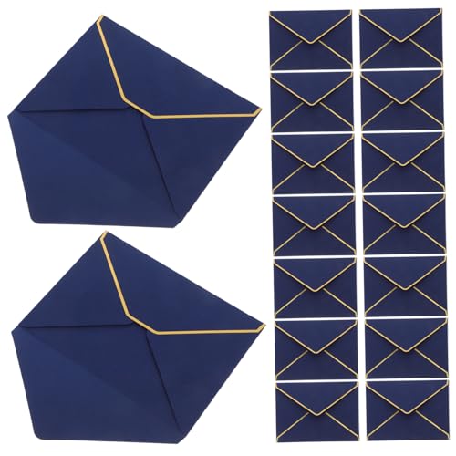 ABOOFAN 50 Stück Klappe Umschläge mit Goldfolienrand Dickes Papier Luxuriöse Blaue Briefumschläge für Einladungen Grußkarten Hochzeit Babyparty Abschlussfeier von ABOOFAN
